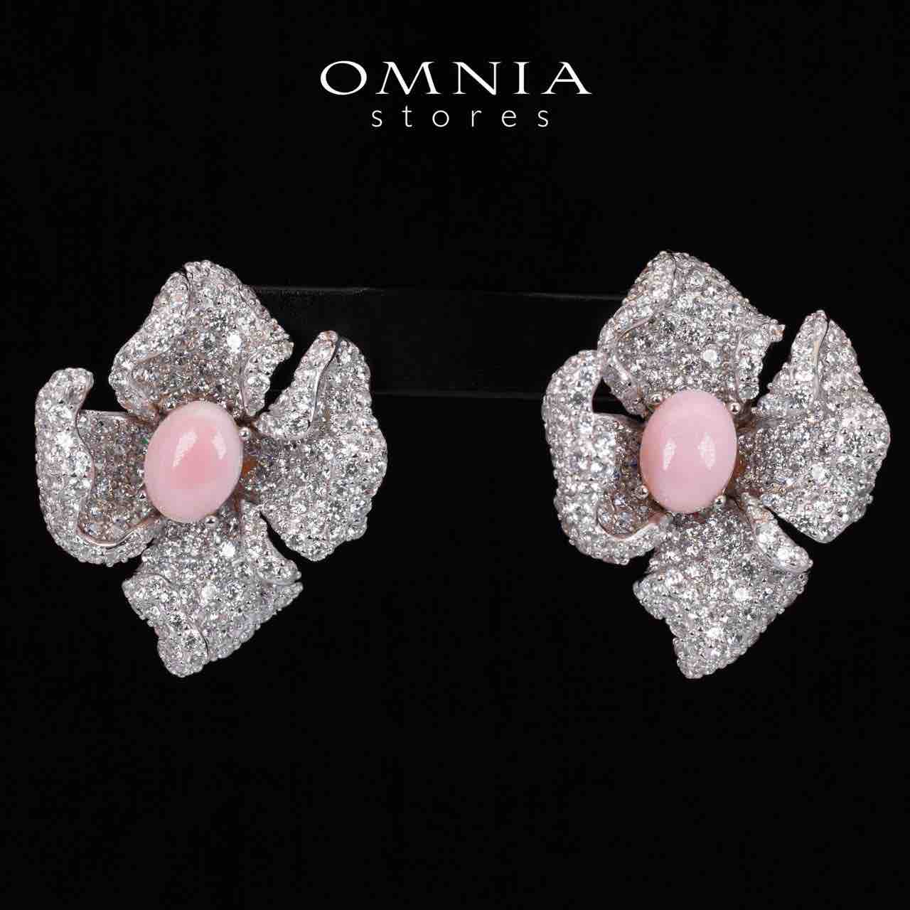 Omnia Tayla Pink Coral Floral Earrings With High Quality Simulated Diamonds in 925 Silver - OMNIASTORES UAE