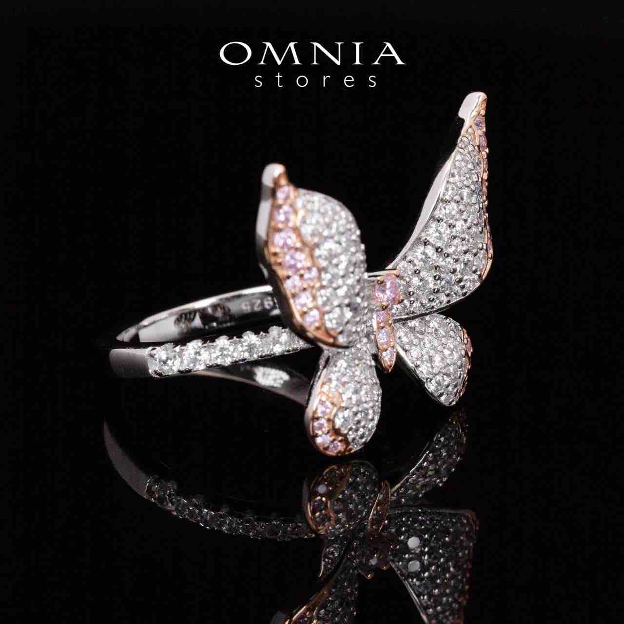 Omnia Brisa Butterfly Rose Gold Ring With High Quality Simulated Diamonds in 925 Silver - OMNIASTORES UAE
