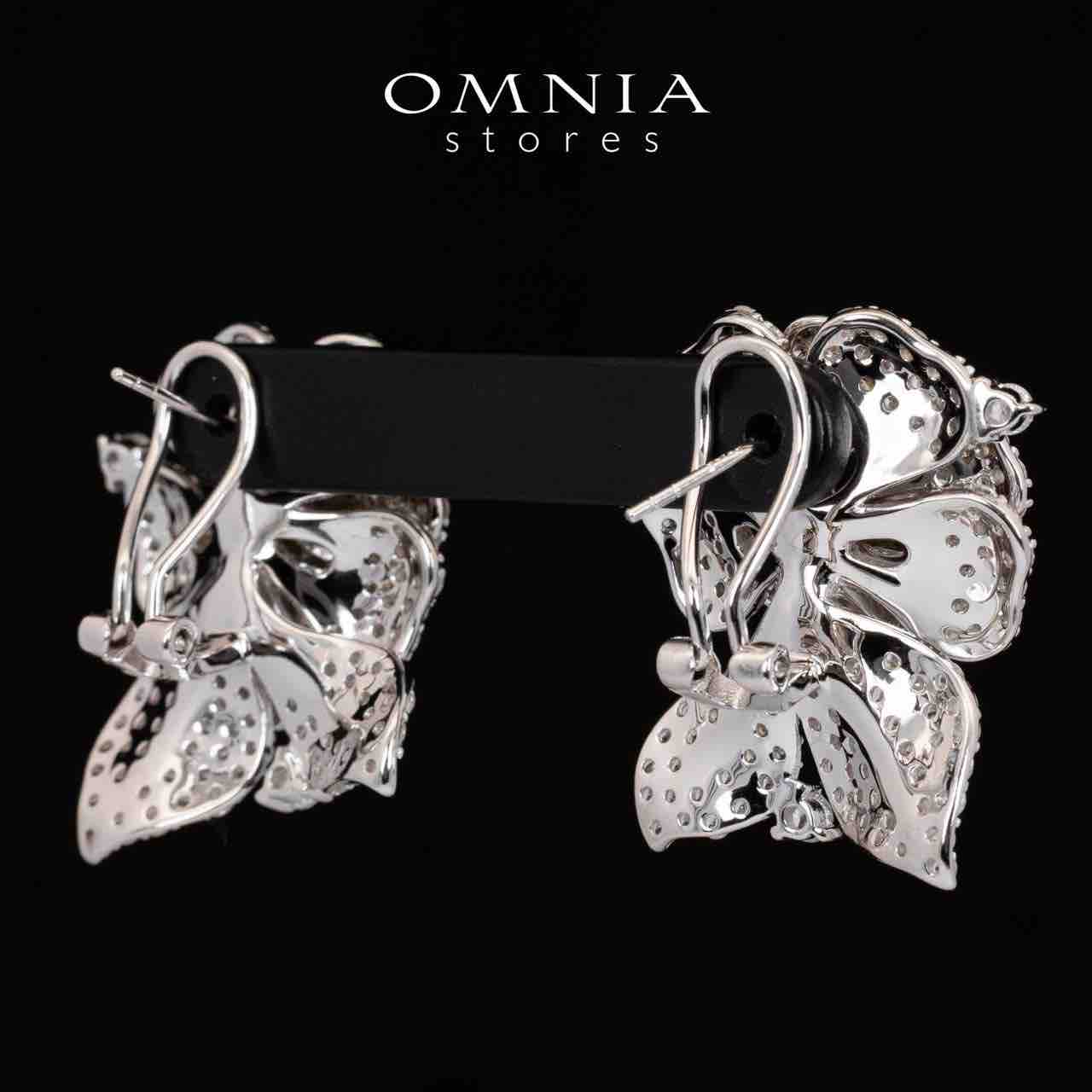Omnia Laina White and Green Clip Earrings With High Quality Simulated Diamonds in 925 Silver - OMNIASTORES UAE
