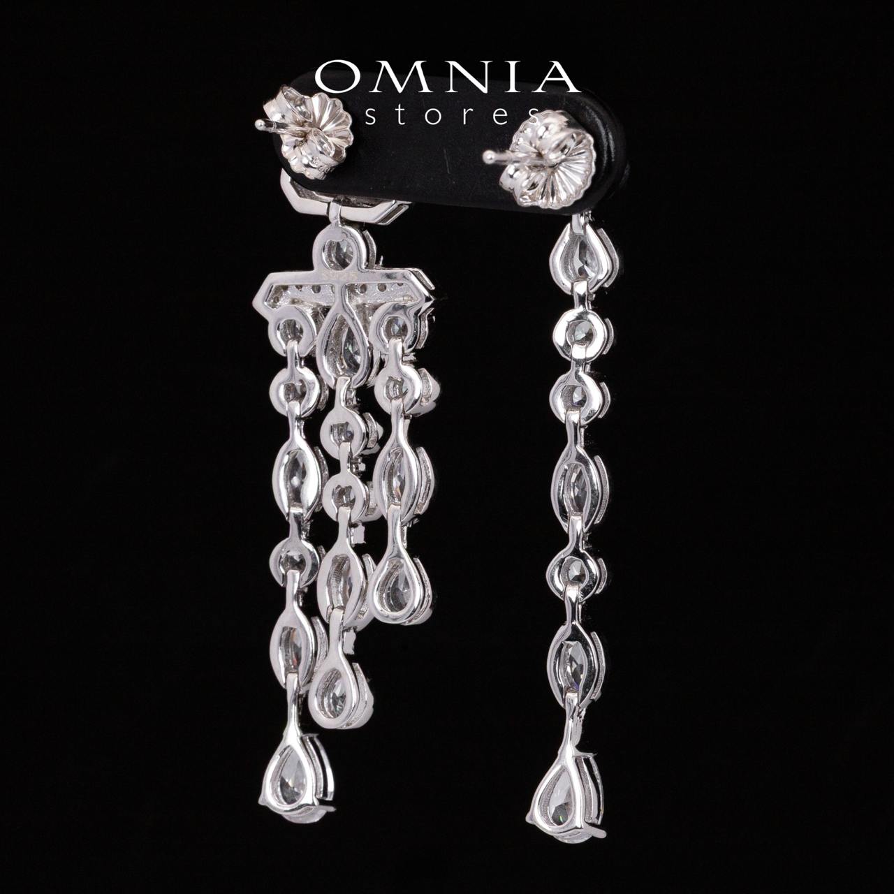 Omnia Anali White Drop Earrings With High Quality Simulated Diamonds in 925 Silver - OMNIASTORES UAE