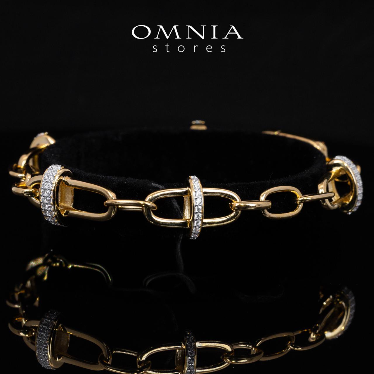 Omnia Marla Gold and White Bracelet With High Quality Simulated Diamonds in 925 Silver - OMNIASTORES UAE