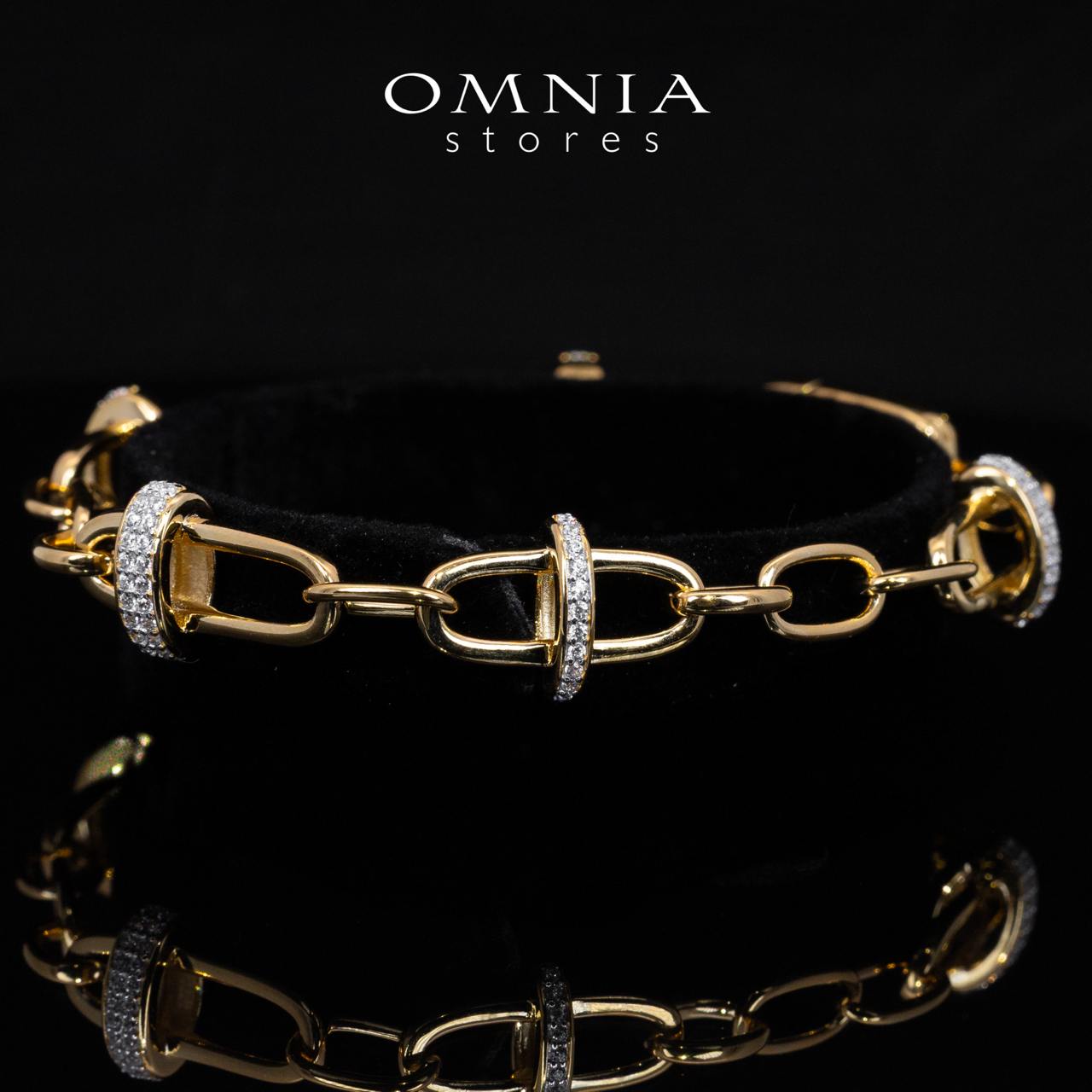Omnia Marla Gold and White Bracelet With High Quality Simulated Diamonds in 925 Silver - OMNIASTORES UAE