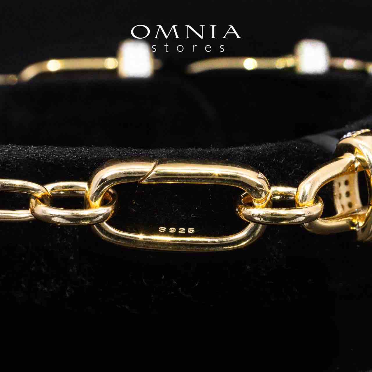 Omnia Marla Gold and White Bracelet With High Quality Simulated Diamonds in 925 Silver - OMNIASTORES UAE