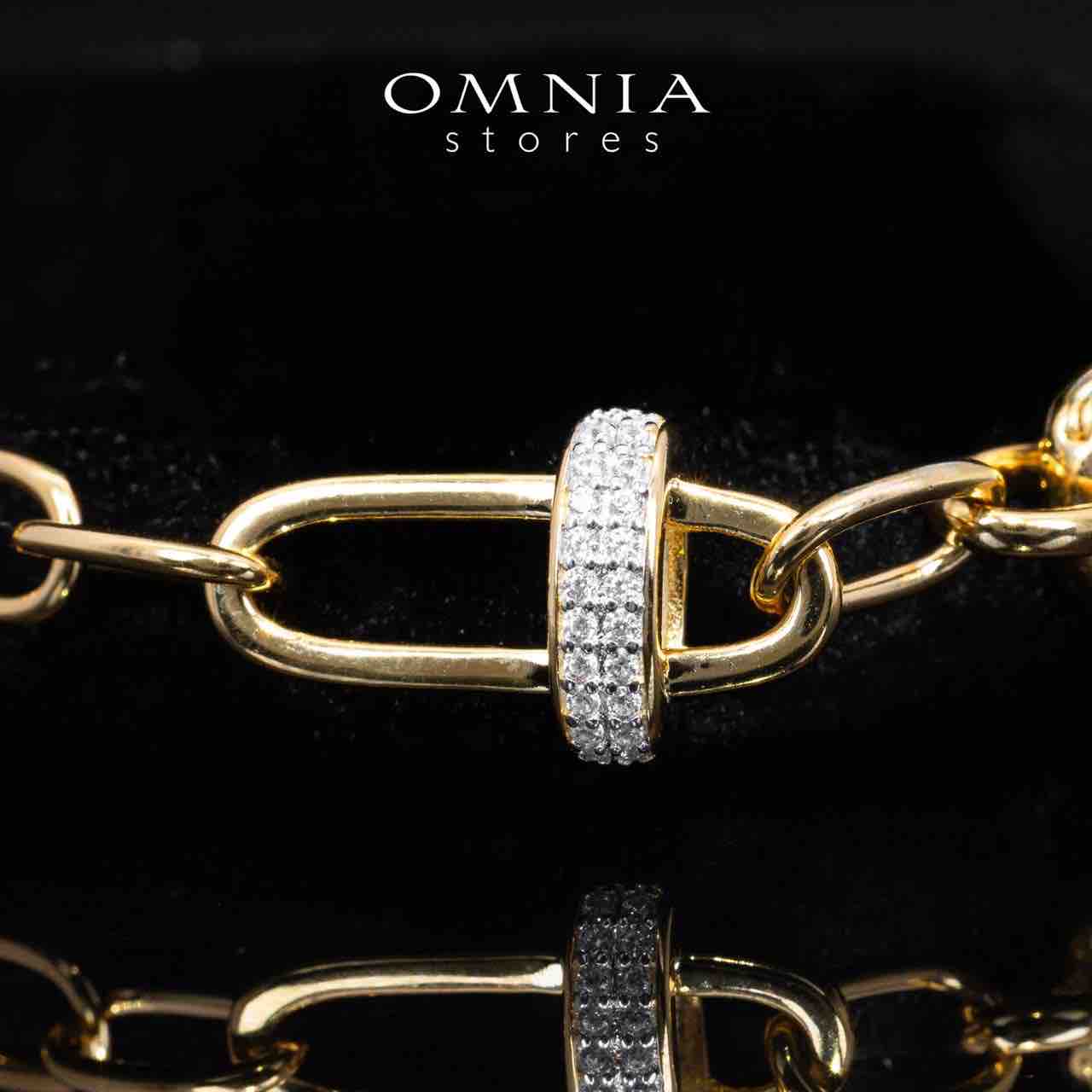 Omnia Marla Gold and White Bracelet With High Quality Simulated Diamonds in 925 Silver - OMNIASTORES UAE