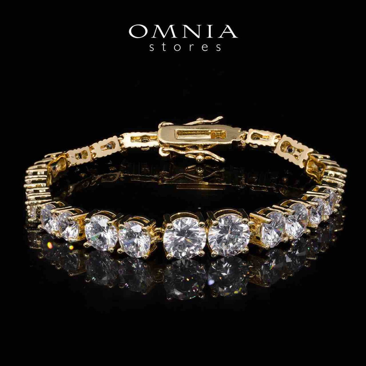 Omnia Ansa Gold Large Size Luxury Bridal Full Set in High Quality Simulated Diamonds Rhodium Plated - OMNIASTORES UAE