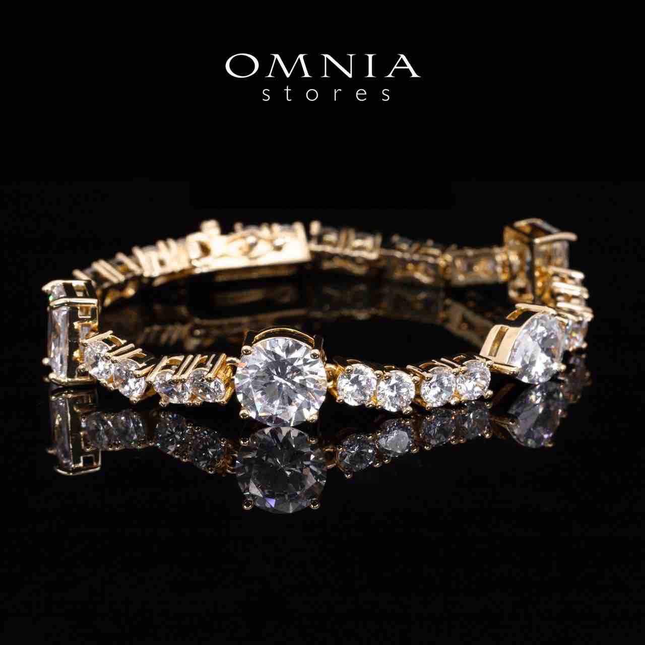 Omnia Layara Gold Long Chain Full Set with Triple-Layer Necklace in High-Quality Zircon Stone Rhodium Plated - OMNIASTORES UAE