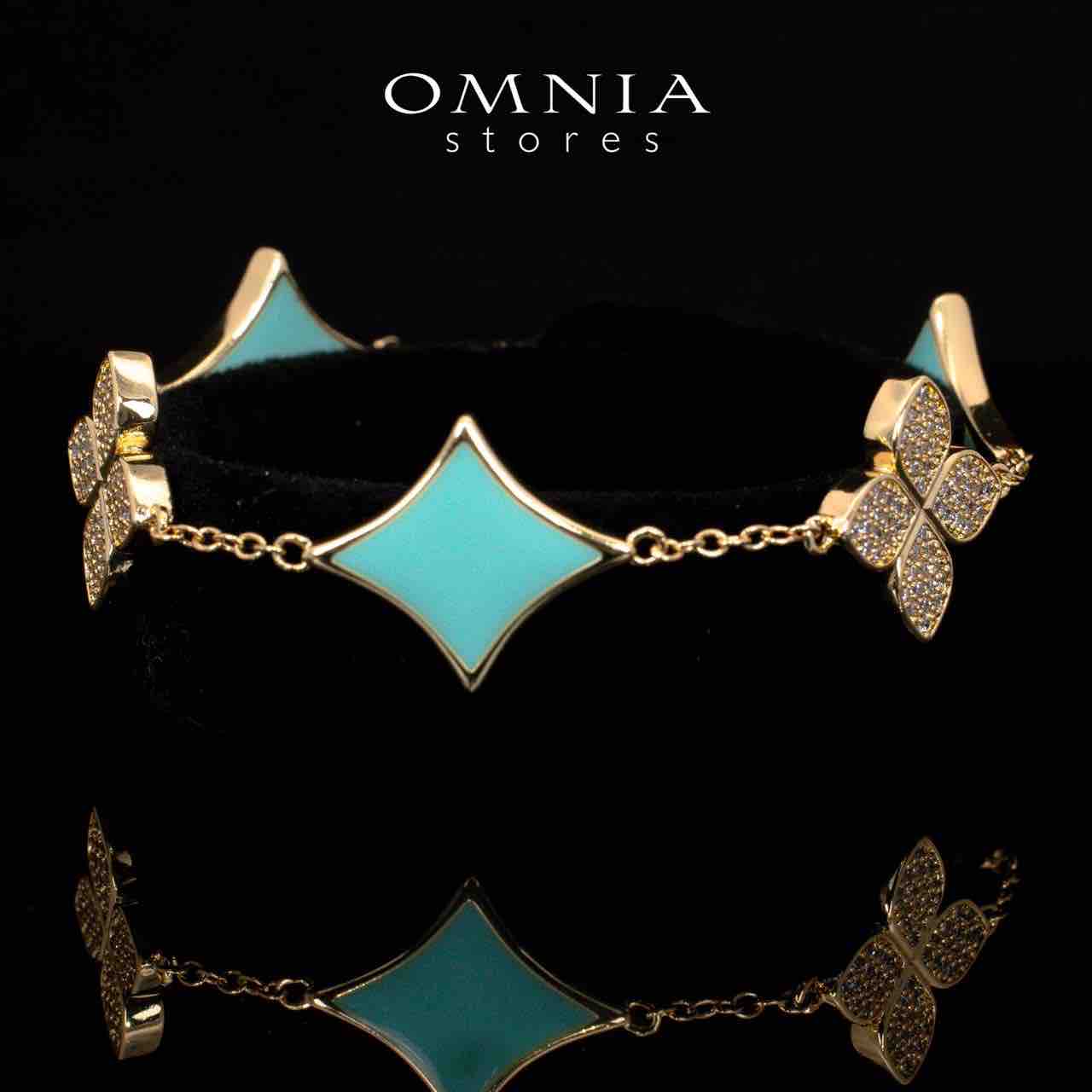 Omnia Golden Clove Turquise Choker Full Set with High-Quality Simulated Diamonds Gold Plated - OMNIASTORES UAE