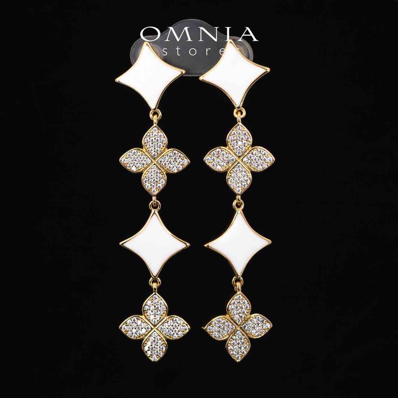 Omnia Golden Clove White Choker Full Set with High-Quality Simulated Diamonds Gold Plated 42cm - OMNIASTORES UAE