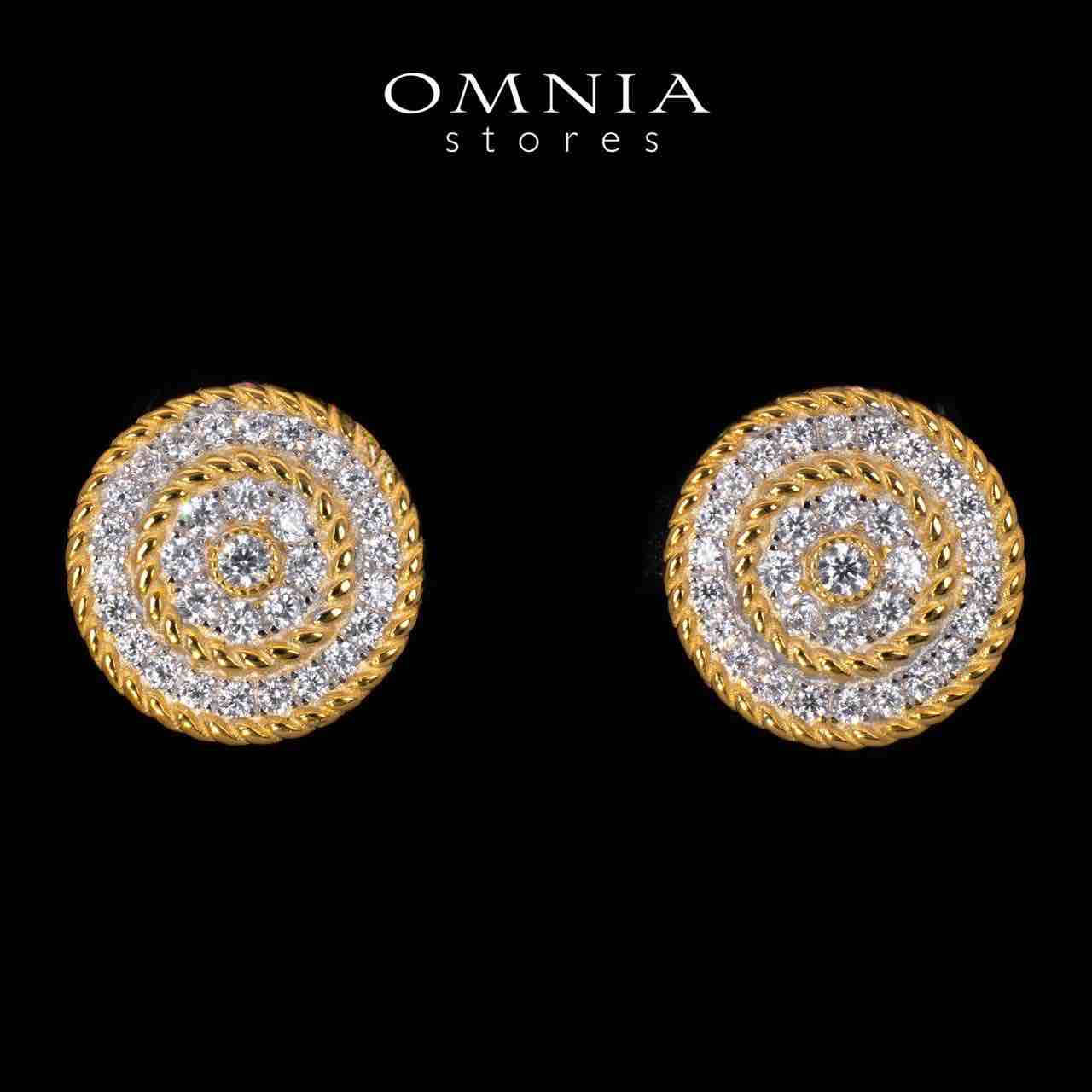 karoline Golden Round Earrings With High Quality Simulated Diamonds in 925 Silver - OMNIASTORES UAE