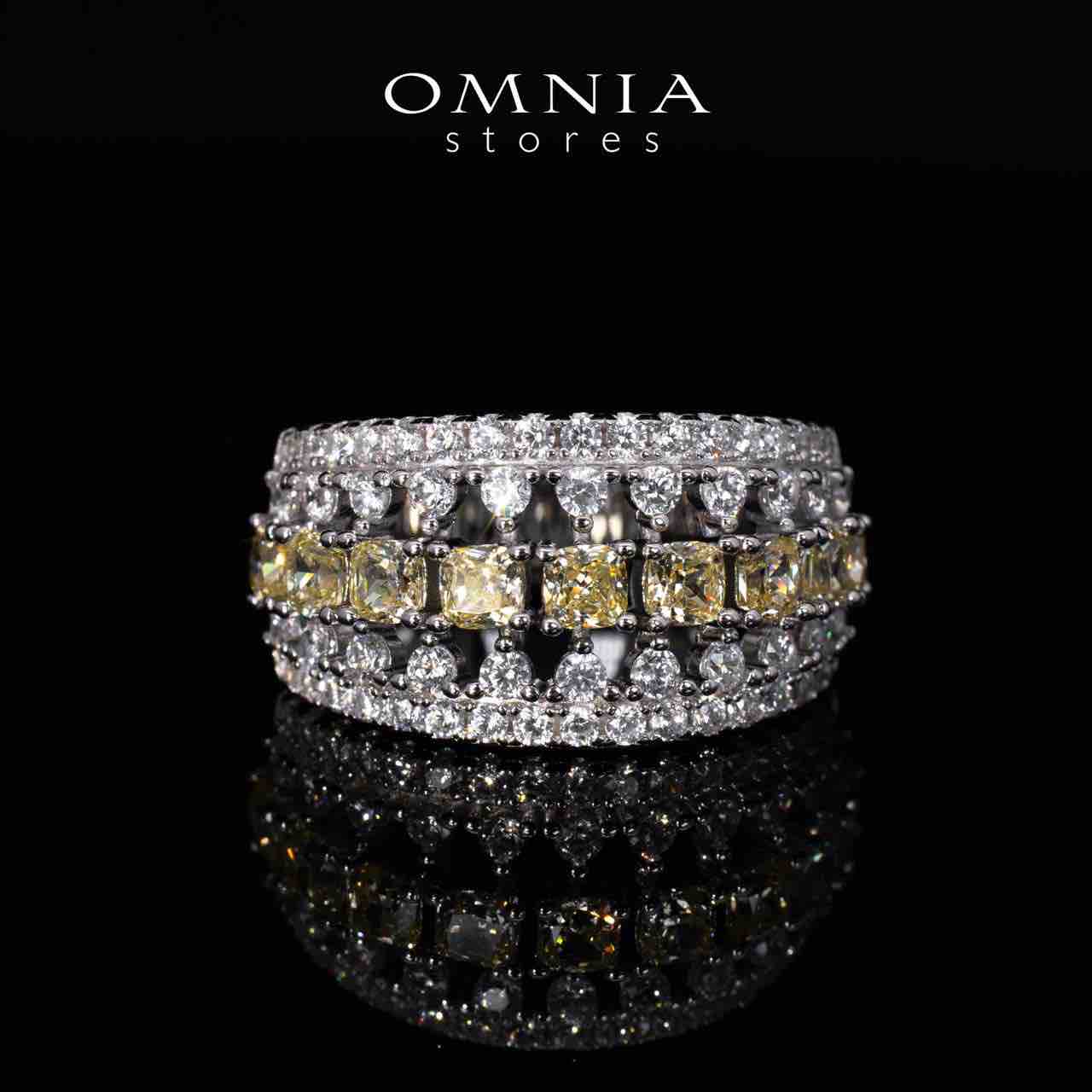 Dianna Yellow and White Ring With High Quality Simulated Diamonds in 925 Silver - OMNIASTORES UAE