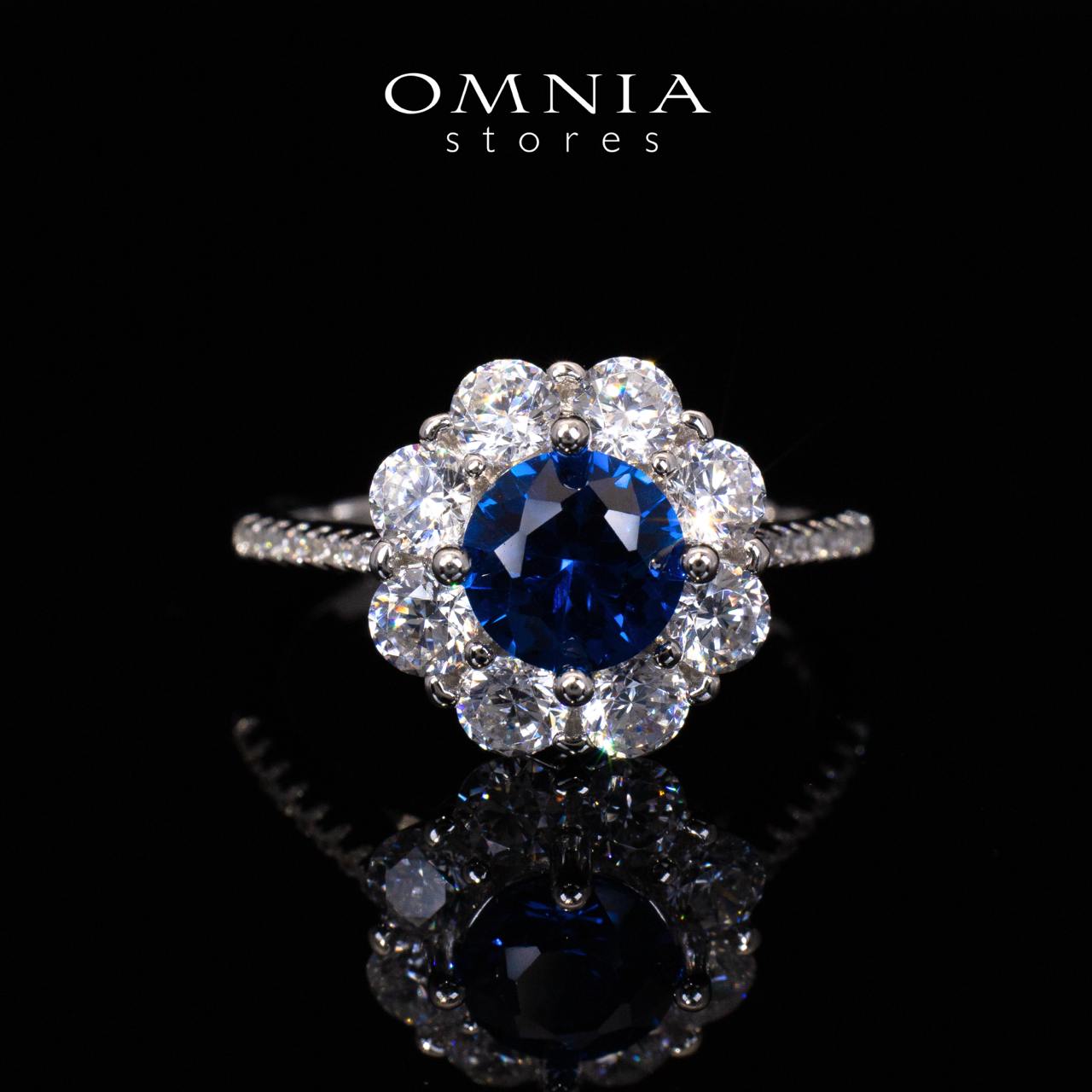 Mashael Blue Flower Cut Ring With High Quality Simulated Diamonds in 925 Silver - OMNIASTORES UAE
