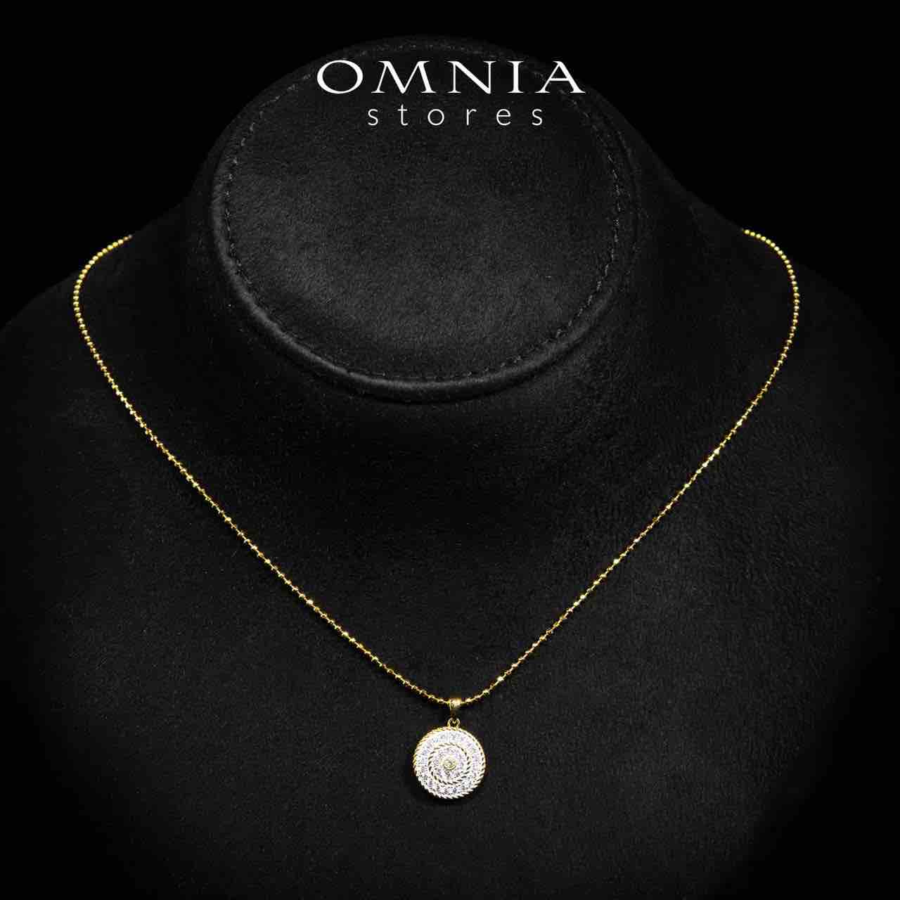 karoline Golden Round Pendant Necklace With High Quality Simulated Diamonds in 925 Silver - OMNIASTORES UAE