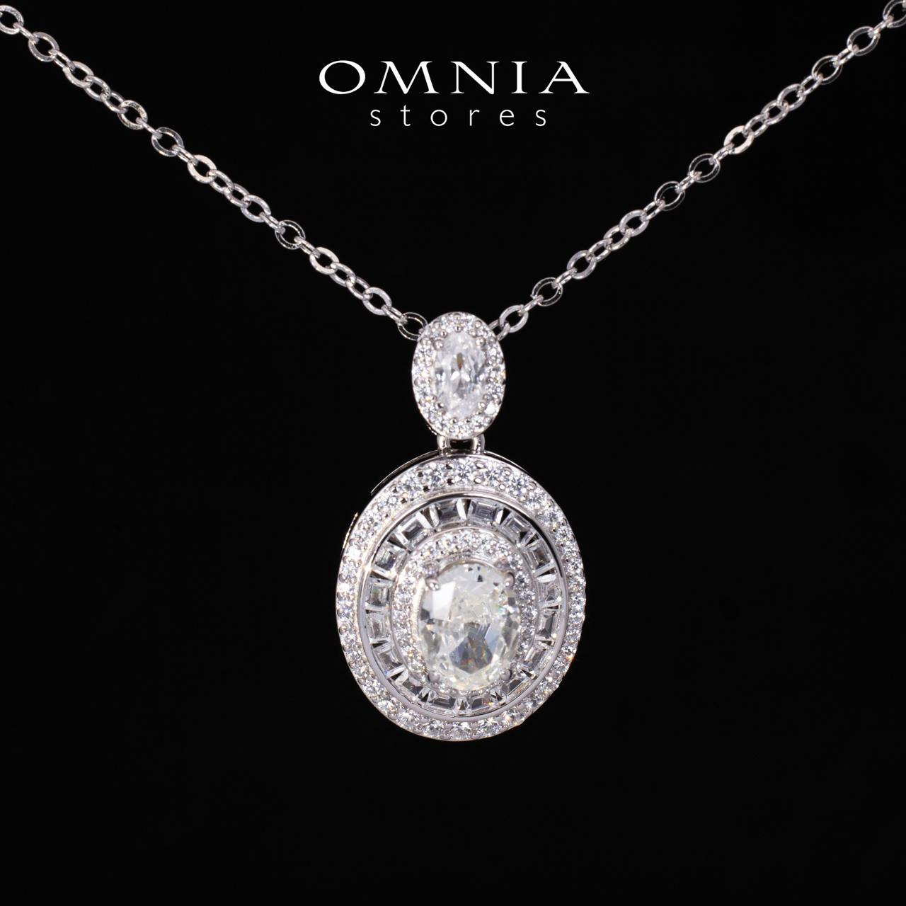 Adah Round White Pendant Necklace With High Quality Simulated Diamonds in 925 Silver - OMNIASTORES UAE