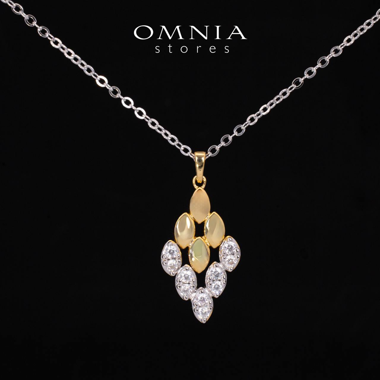 Farra Gold Pendant Necklace With High Quality Simulated Diamonds in 925 Silver - OMNIASTORES UAE