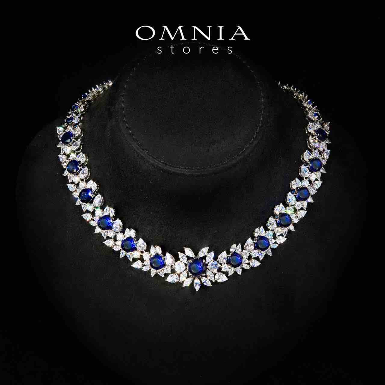 Nareen Blue Luxury Bridal Full Set in High Quality Zircon Stone Rhodium Plated - OMNIASTORES UAE