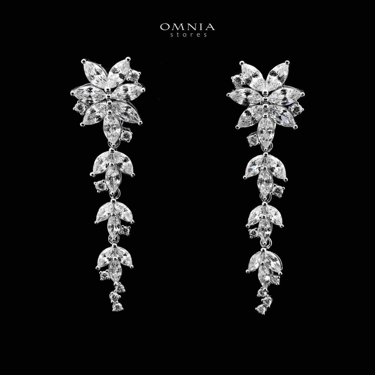 Abla White Floral Drop Earrings in 925 Silver with Marquise and Pear-Cut High-Quality Simulated Diamonds - OMNIASTORES UAE