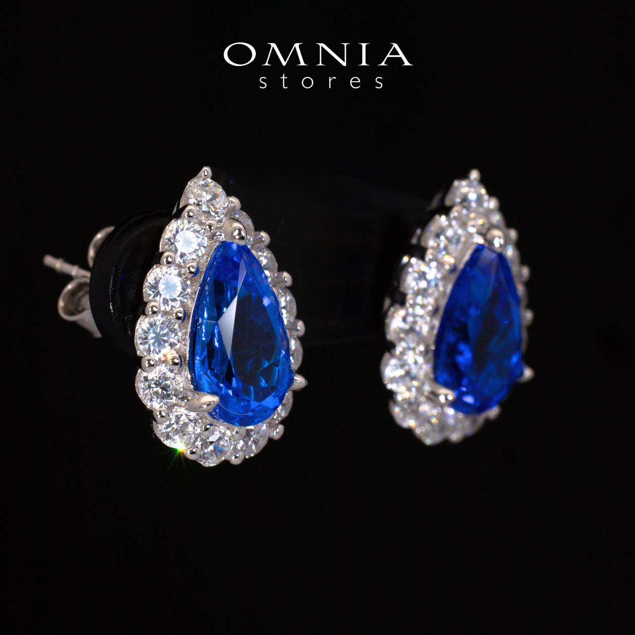 Emoni Blue Pear Cut Certified Lab Crafted Earrings With High Quality 925 Silver - OMNIASTORES UAE