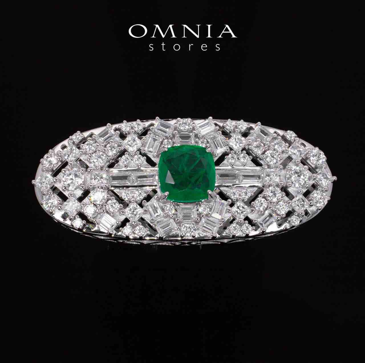 Elina Green Brooch With High Quality Simulated Diamonds in 925 Silver - OMNIASTORES UAE