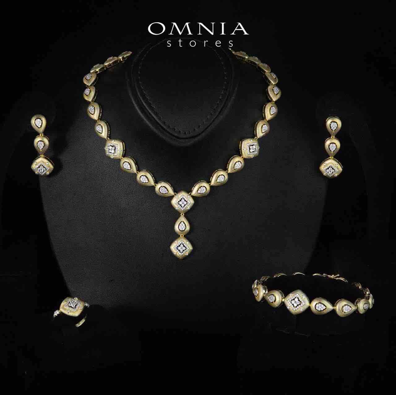 Natalia Gold Plated Luxury Bridal Full Set in 925 Silver High Quality Simulated Diamonds - OMNIASTORES UAE