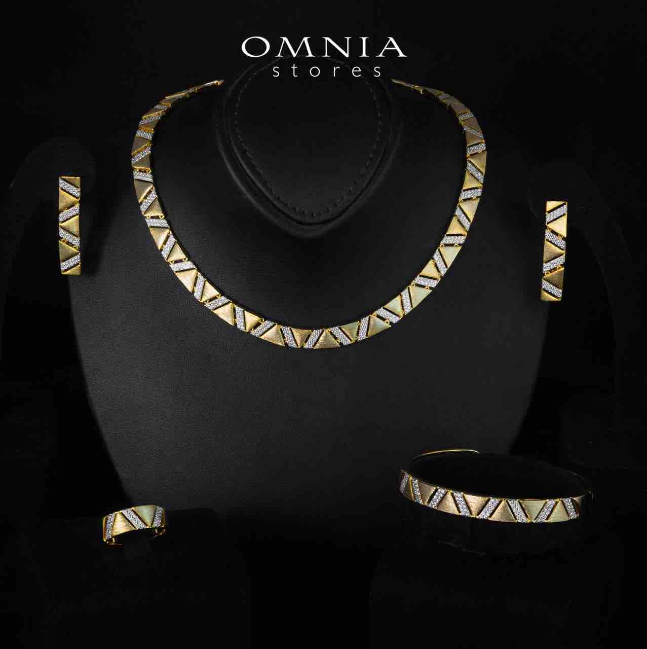 Brielle Gold Plated Luxury Bridal Full Set in 925 Silver High Quality Simulated Diamonds - OMNIASTORES UAE