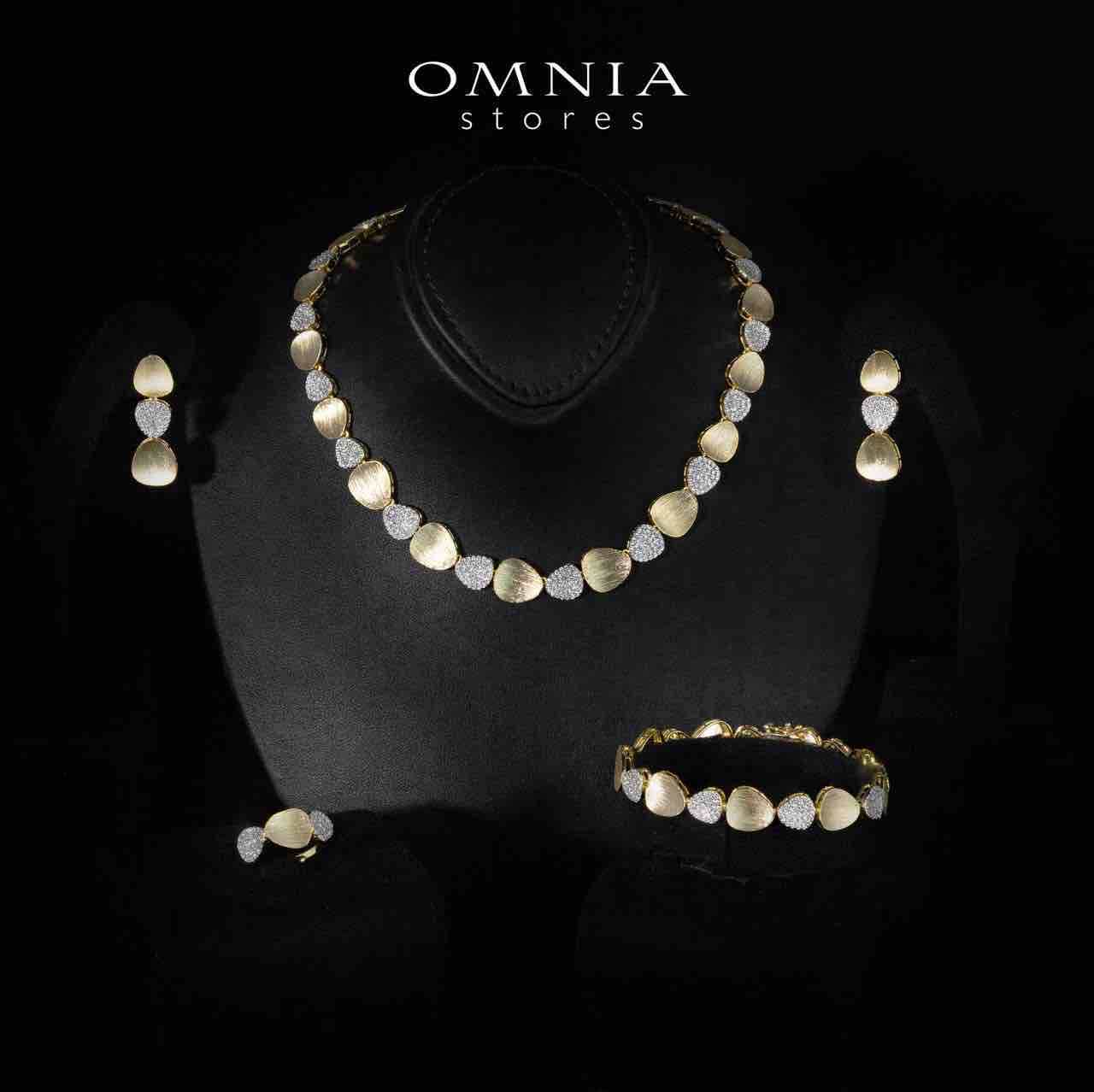Milani Gold Plated Luxury Bridal Full Set in 925 Silver High Quality Simulated Diamonds - OMNIASTORES UAE