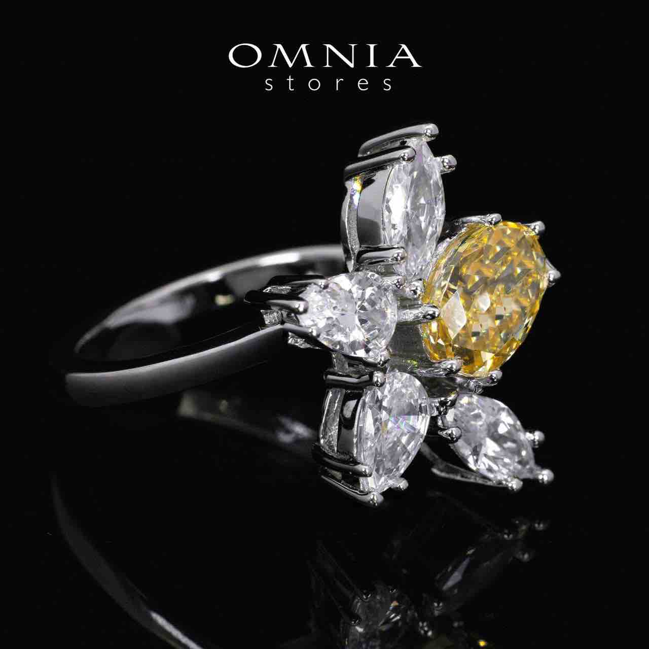 Kiana Yellow Flower Design Ring With High Quality Simulated Diamonds in 925 Silver