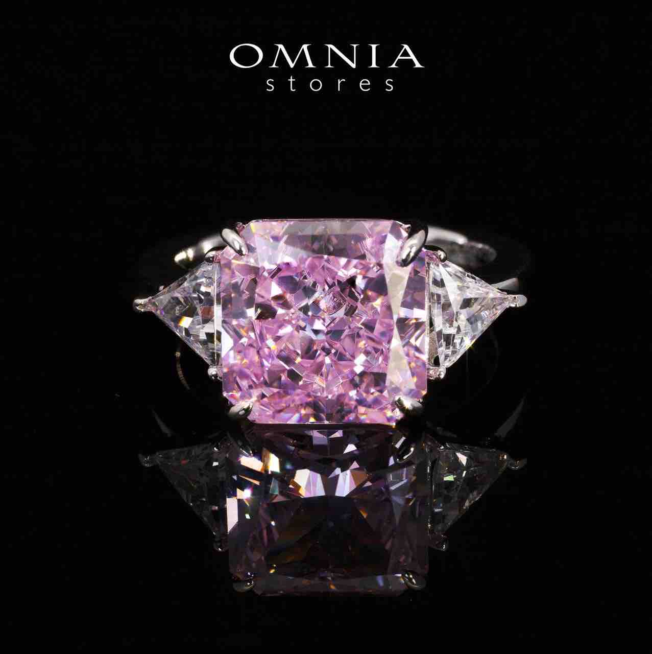 Paula Pink and White Ring With High Quality Simulated Diamonds in 925 Silver - OMNIASTORES UAE