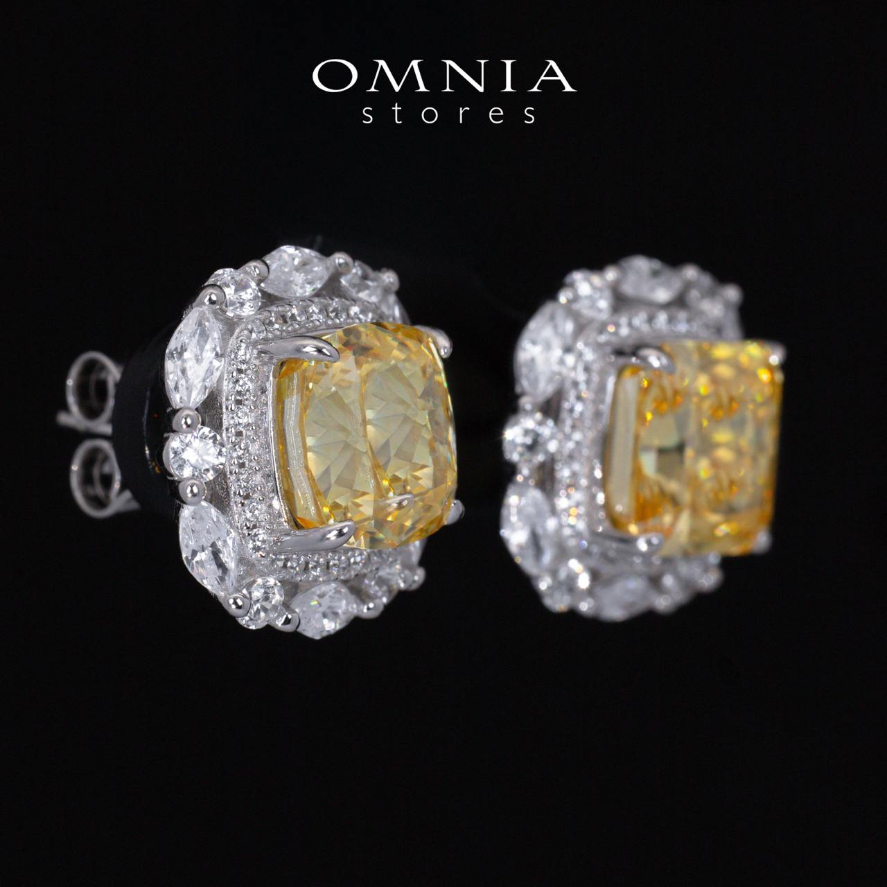 Teresa Yellow and White Earrings With High Quality Simulated Diamonds in 925 Silver - OMNIASTORES UAE