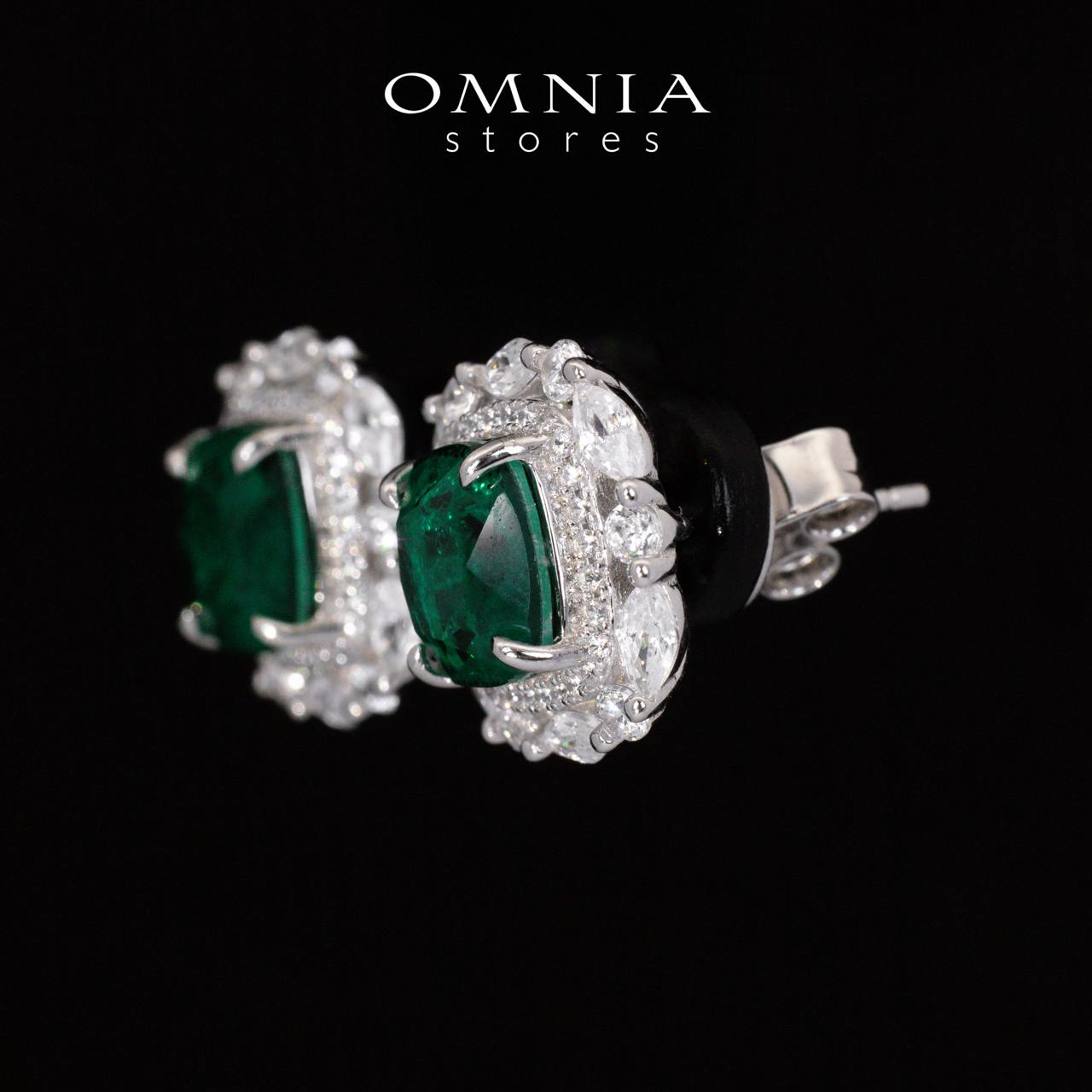 Teresa Green and White Earrings With High Quality Simulated Diamonds in 925 Silver - OMNIASTORES UAE