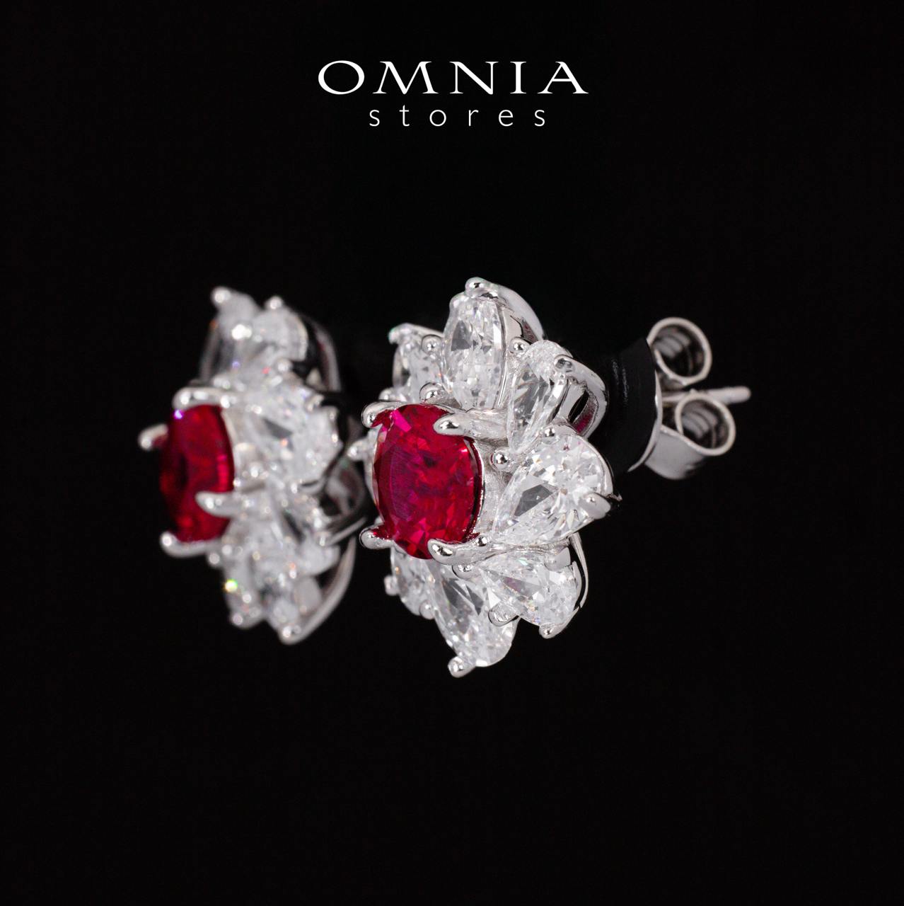 Gwen Floral Red and White Pendant Necklace With High Quality Simulated Diamonds in 925 Silver - OMNIASTORES UAE