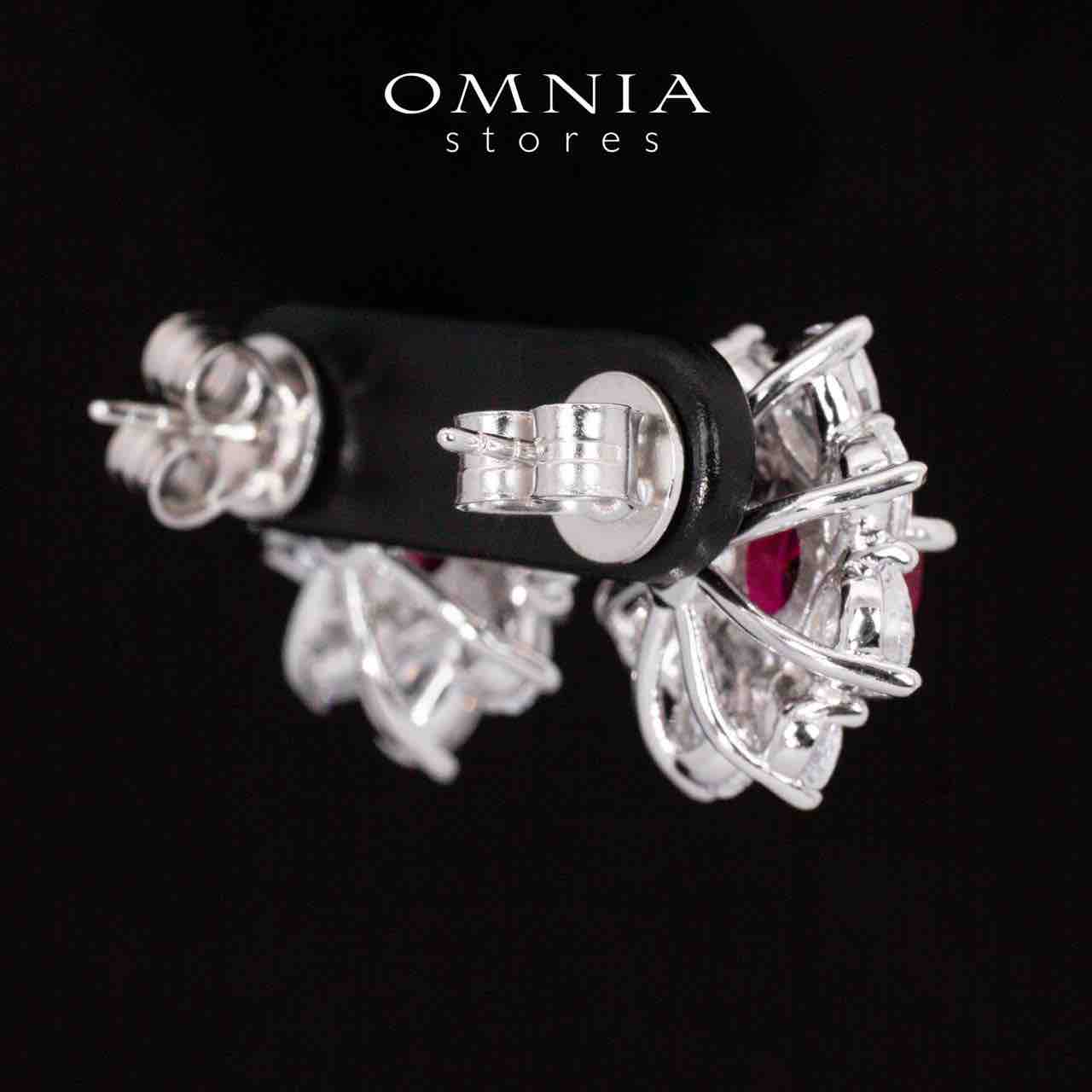 Gwen Floral Red and White Pendant Necklace With High Quality Simulated Diamonds in 925 Silver - OMNIASTORES UAE