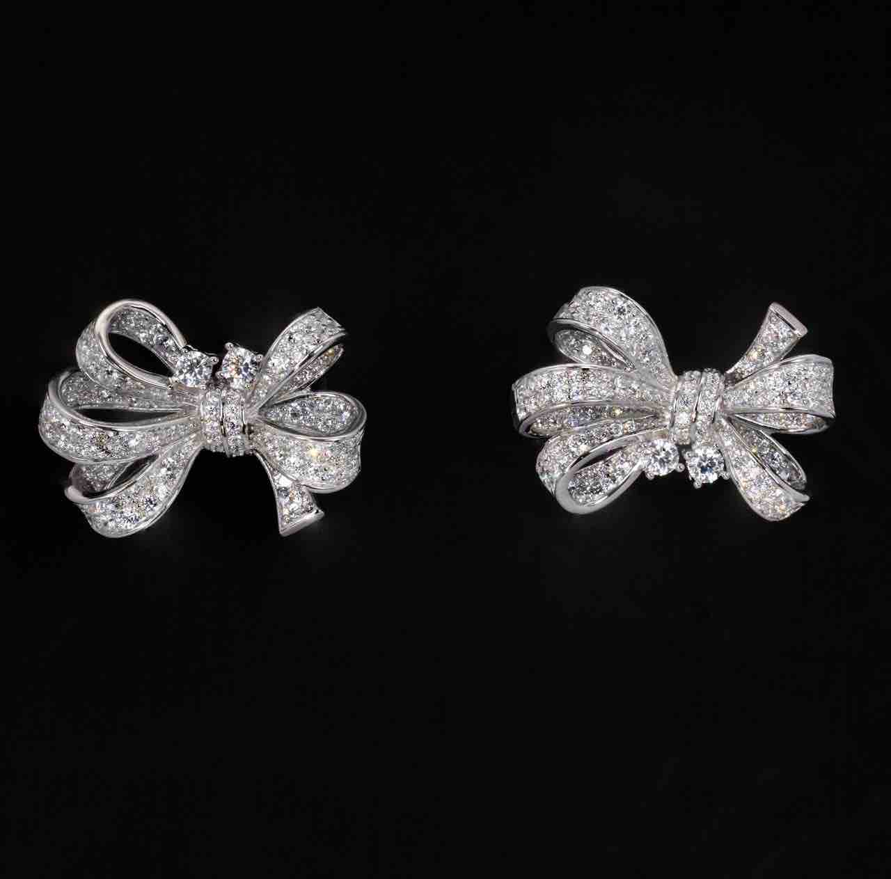 Melina Ribbon Design Earrings in 925 Silver Accessories High Quality Simulated Diamonds - OMNIASTORES UAE