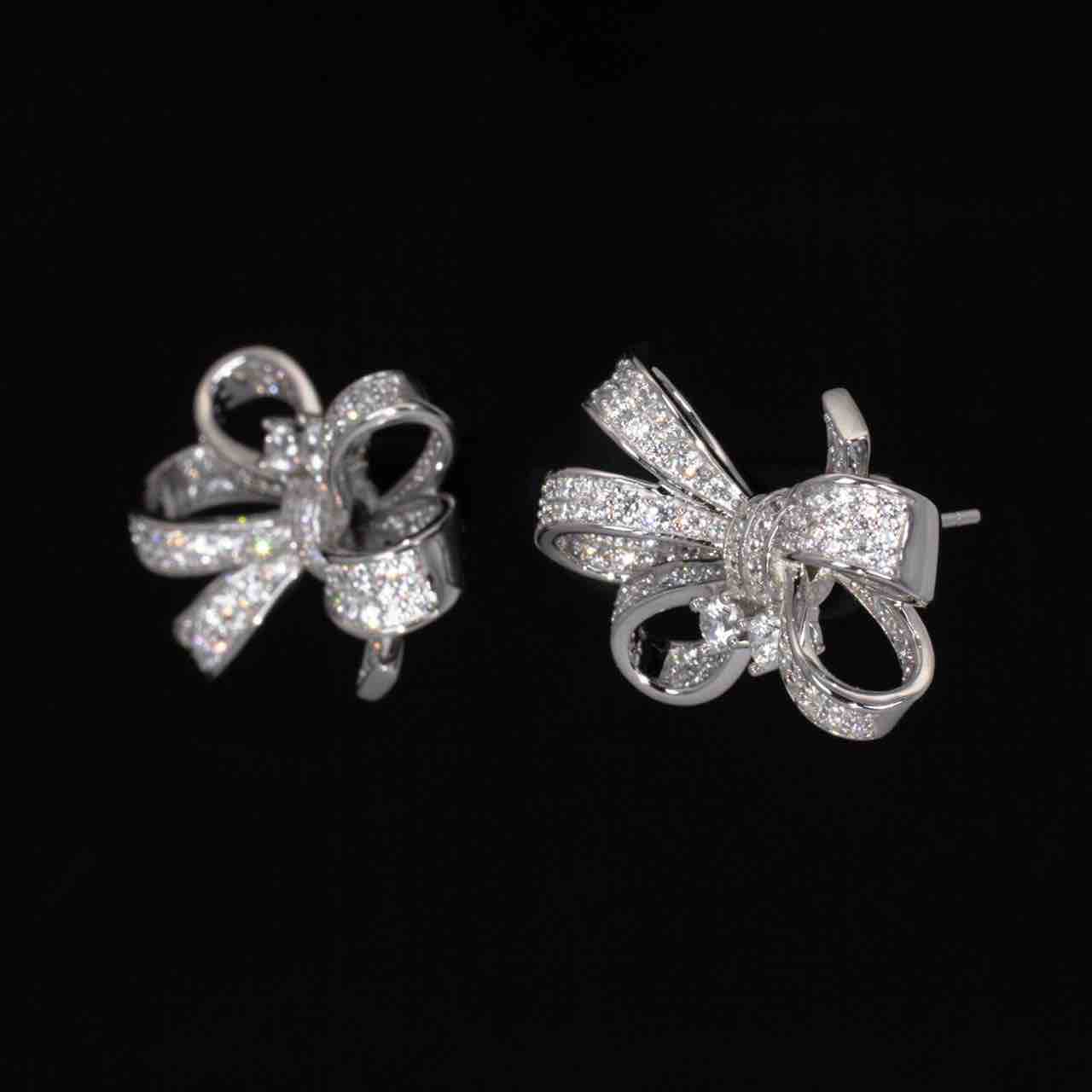 Melina Ribbon Design Earrings in 925 Silver Accessories High Quality Simulated Diamonds - OMNIASTORES UAE