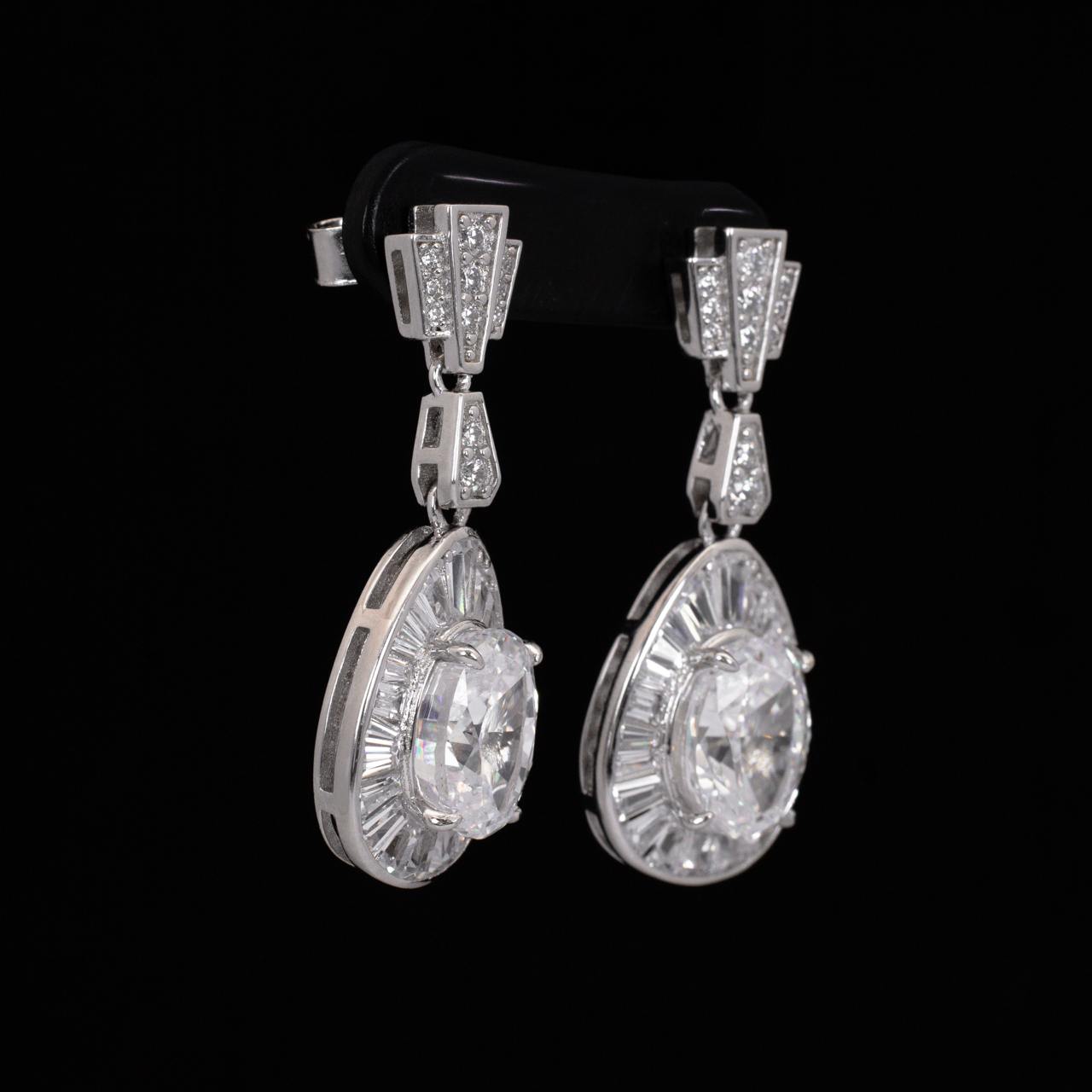 Irene White Pear Drop Earrings With High Quality Simulated Diamonds in 925 Silver - OMNIASTORES UAE