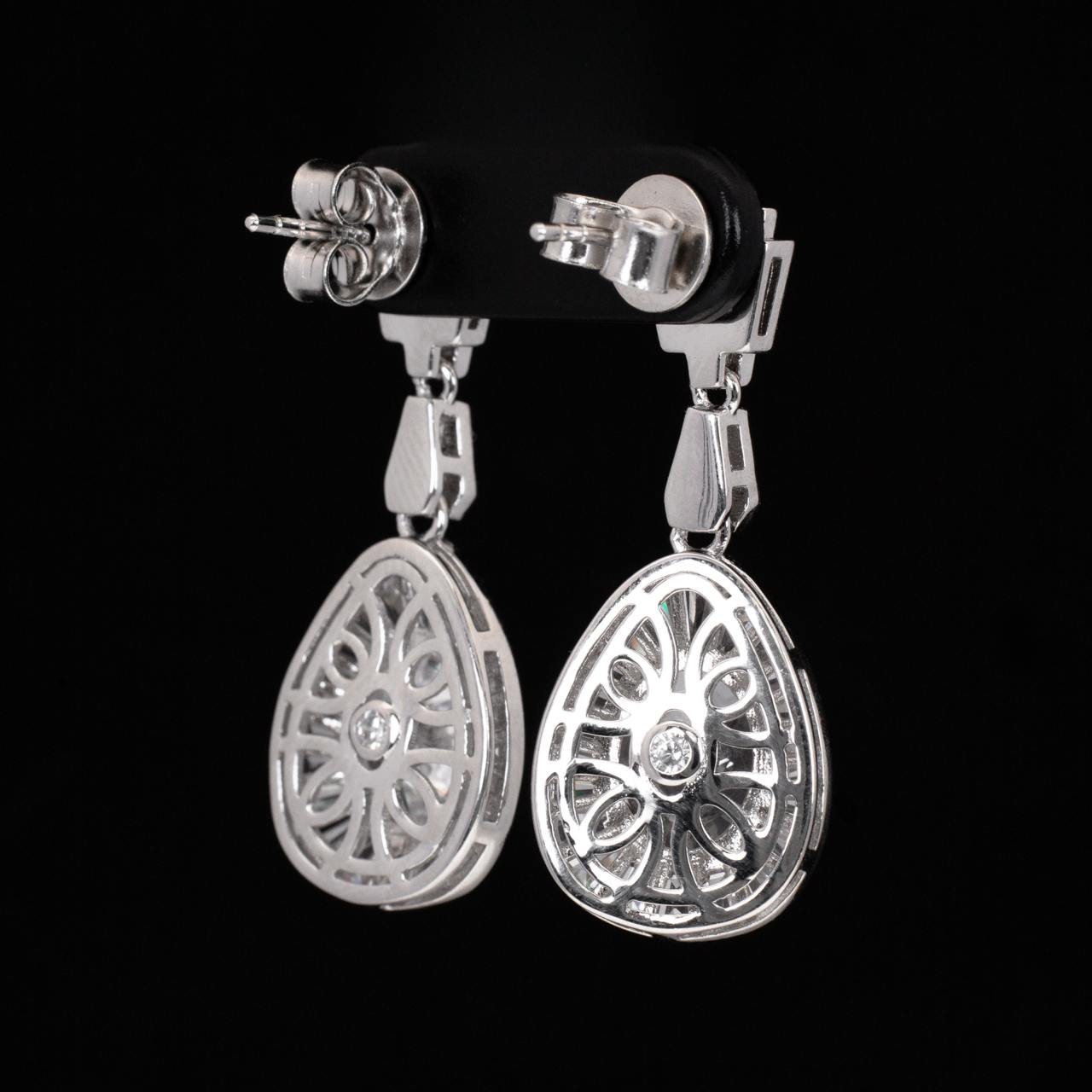 Irene White Pear Drop Earrings With High Quality Simulated Diamonds in 925 Silver - OMNIASTORES UAE