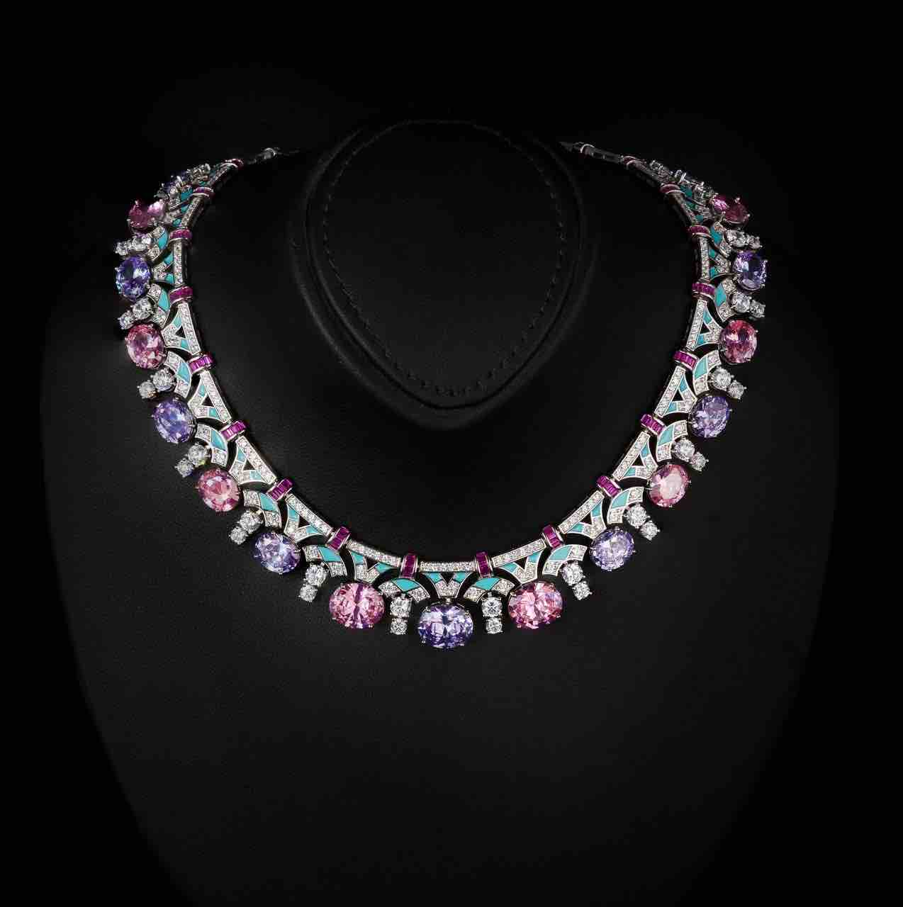 Kassidy Multi Color Necklace With High Quality Simulated Diamonds in 925 Silver - OMNIASTORES UAE