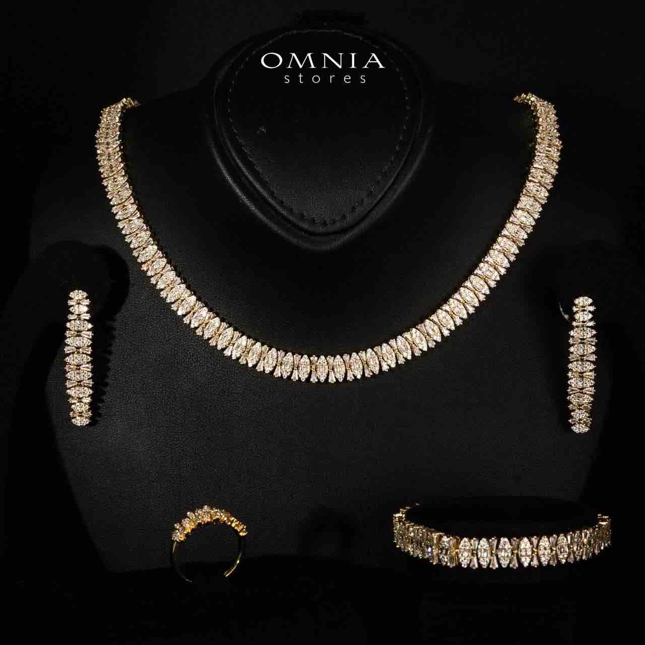 Manahil Gold Luxury Bridal Full Set in High Quality Zircon Stone Rhodium Plated - OMNIASTORES UAE