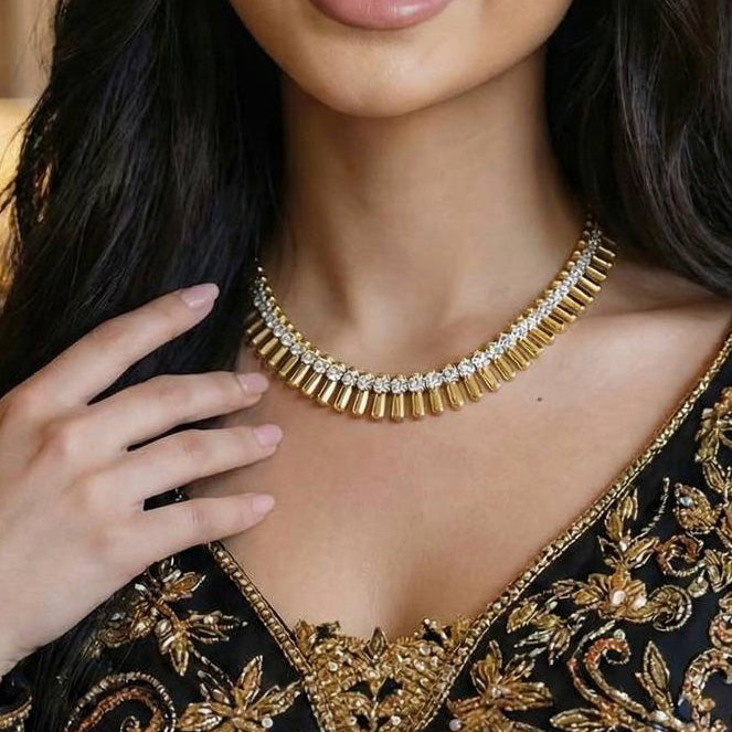 قلادةأمنية نينا المطلية بالذهب من الفضة عيار 925 المعتمدة، مصنوعة من أحجار مخبرية عالية الجودة