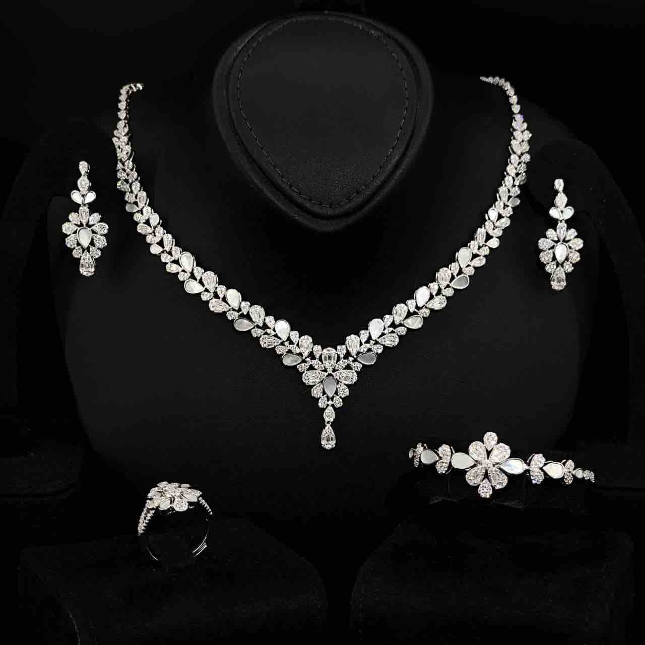 Alora White Bridal Full Set in 925 Silver High Quality Simulated Diamonds - OMNIASTORES UAE