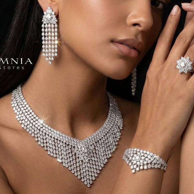 Scarlet White Bridal Full Set in 925 Silver High Quality Simulated Diamonds