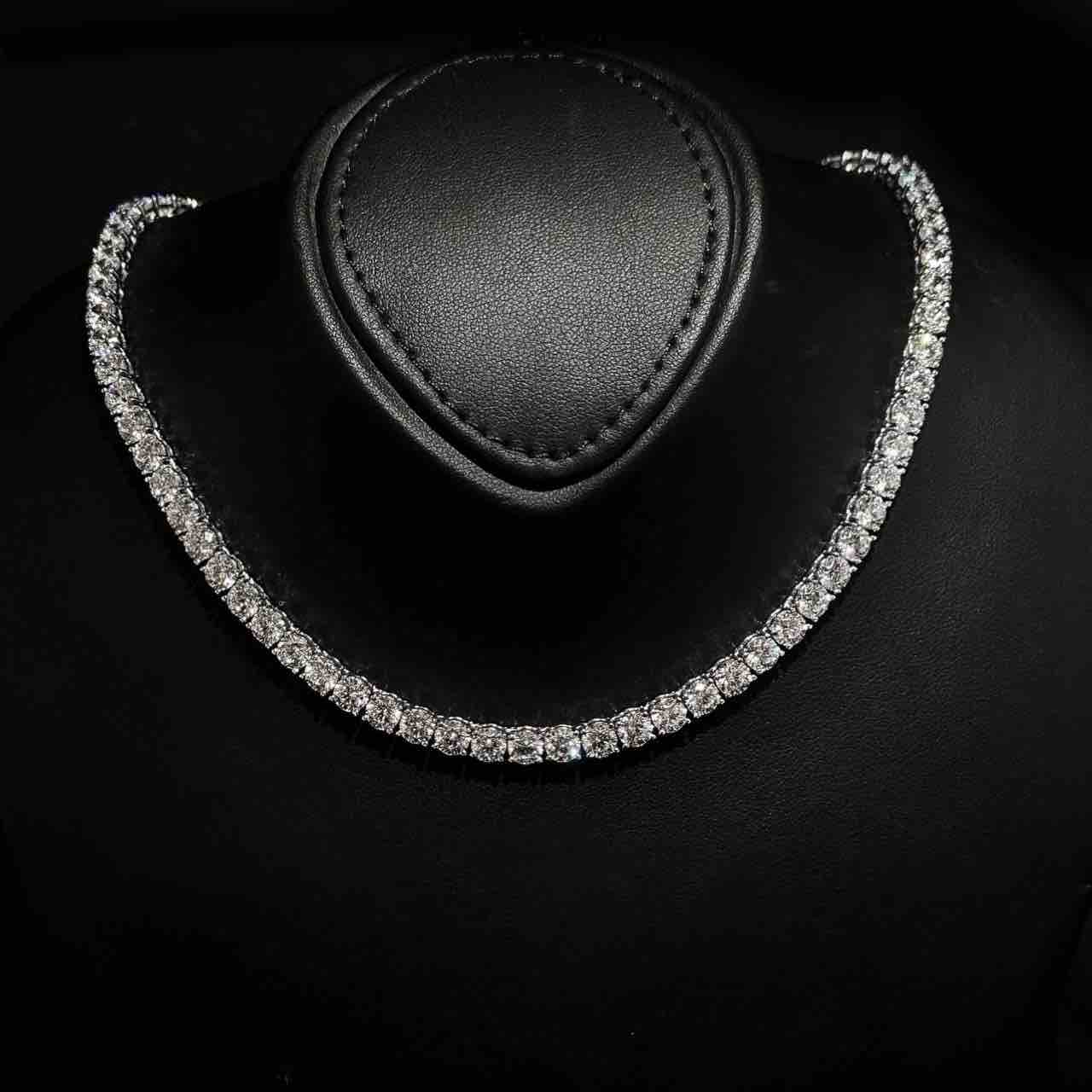 Sanira 5.0mm White Simulated Diamonds Tennis Necklace in 925 Silver