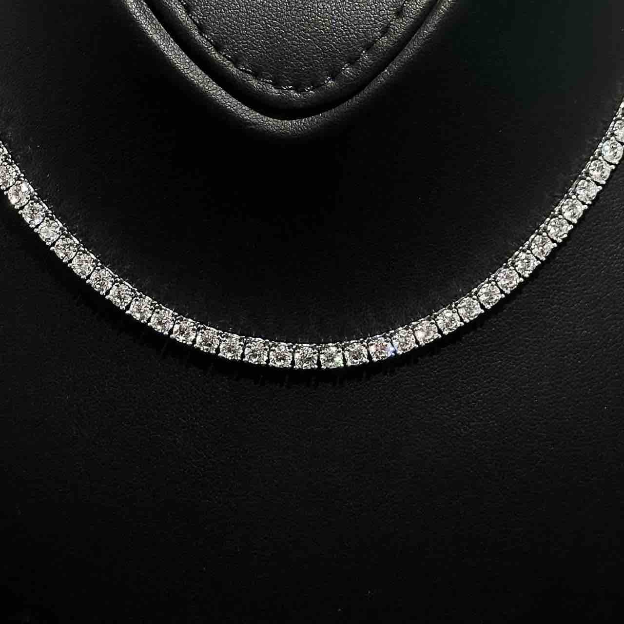 Calisha 3.0mm White Simulated Diamonds Tennis Necklace in 925 Silver