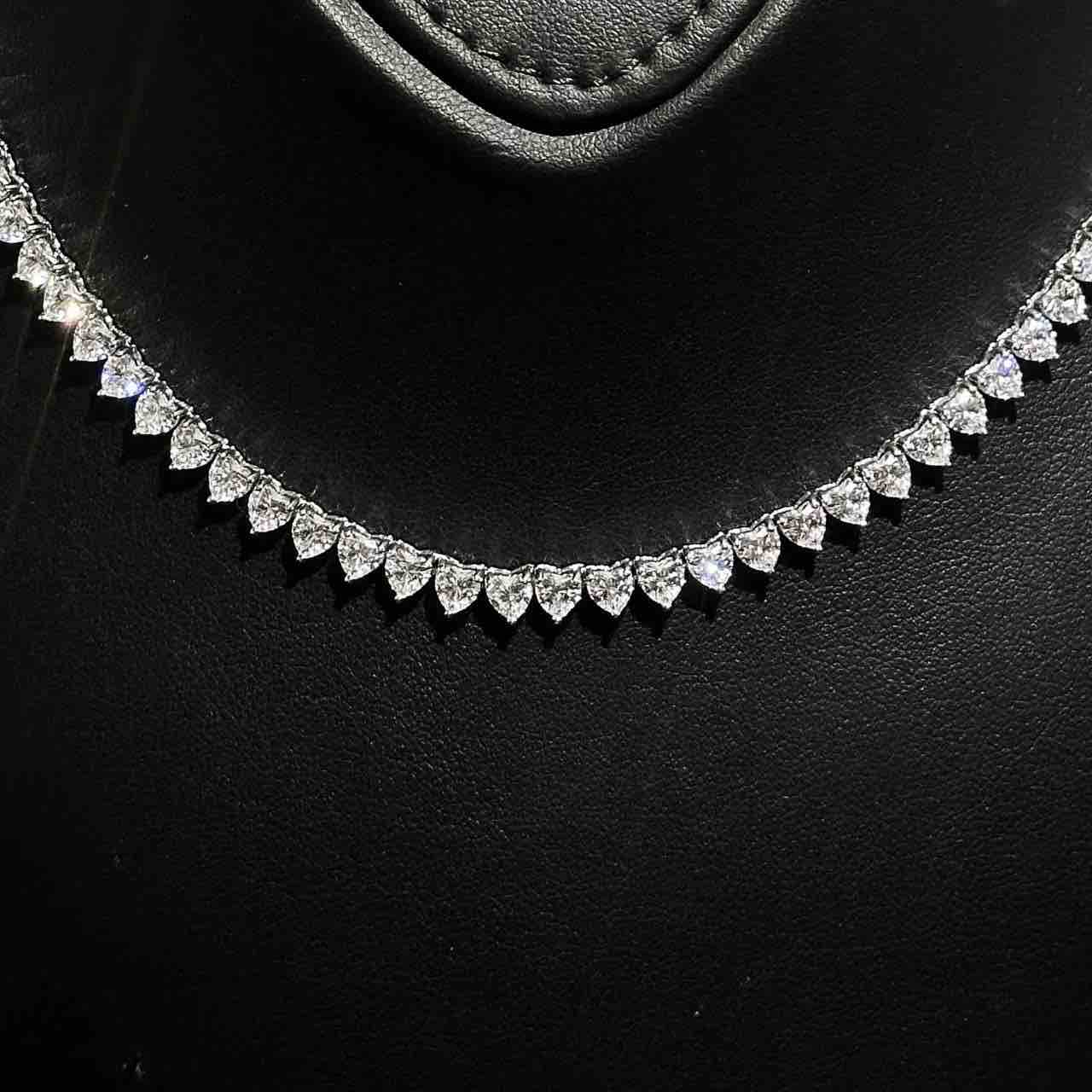 Agna Heart 4.0mm White Simulated Diamonds Tennis Necklace in 925 Silver