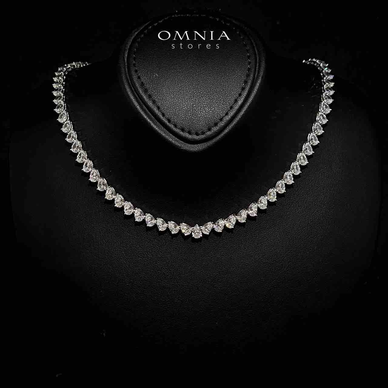 Nesa 4x6mm White Simulated Diamonds Tennis Necklace in 925 Silver