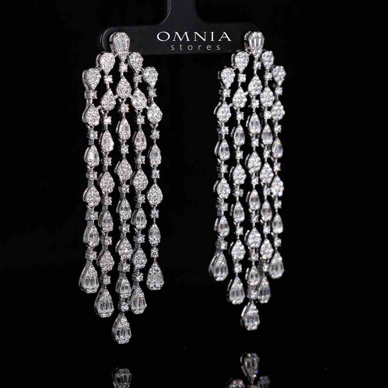 Jolie White Drop Earrings in 925 Silver With High Quality Simulated Diamonds