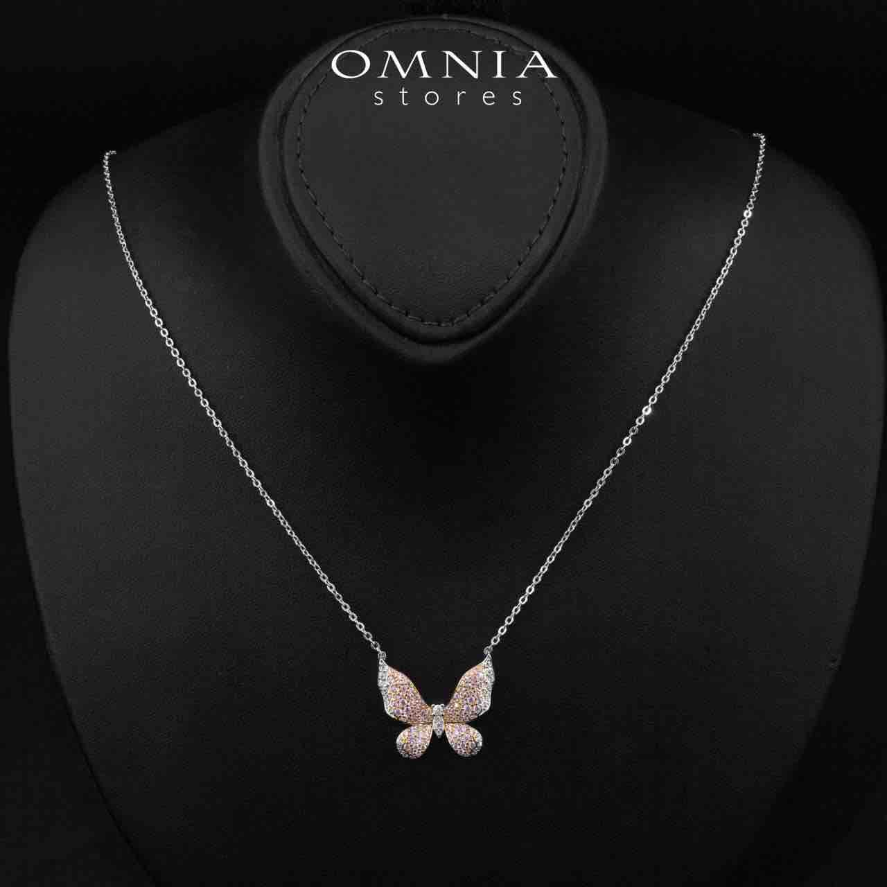 Brisa Butterfly Rose Gold Pendant Necklace in 925 Silver With High Quality Simulated Diamonds