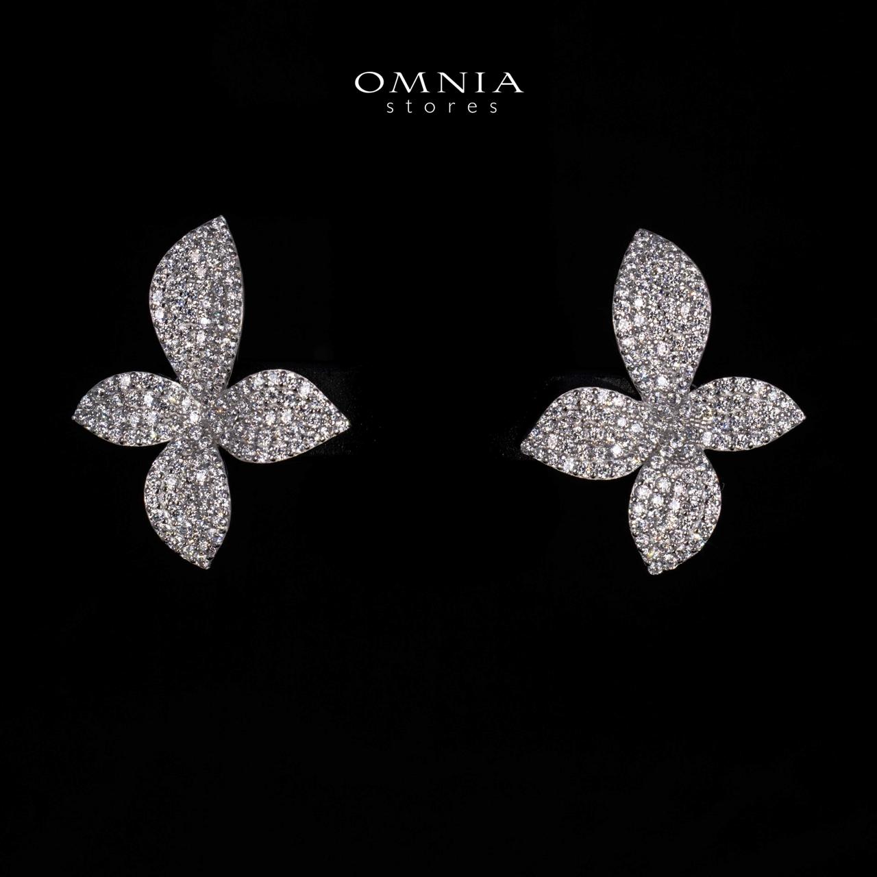 Yuna White Floral Earrings in 925 Silver With High Quality Simulated Diamonds