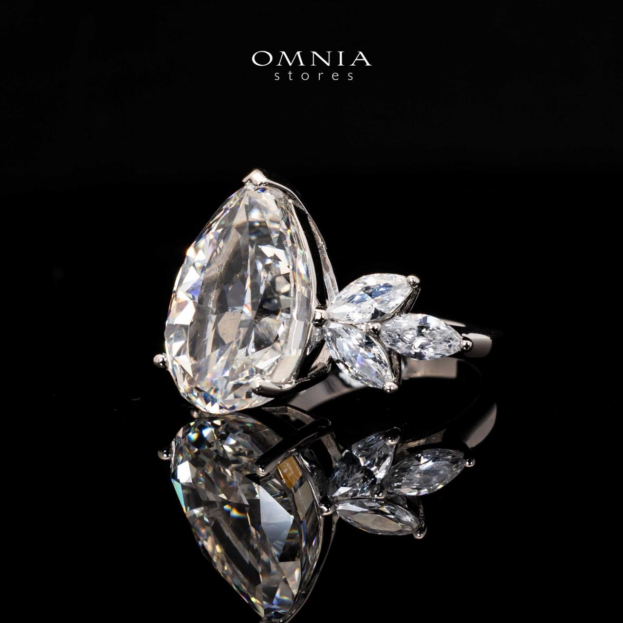 Ester White Pear Cut Ring in 925 Silver With High Quality Simulated Diamonds