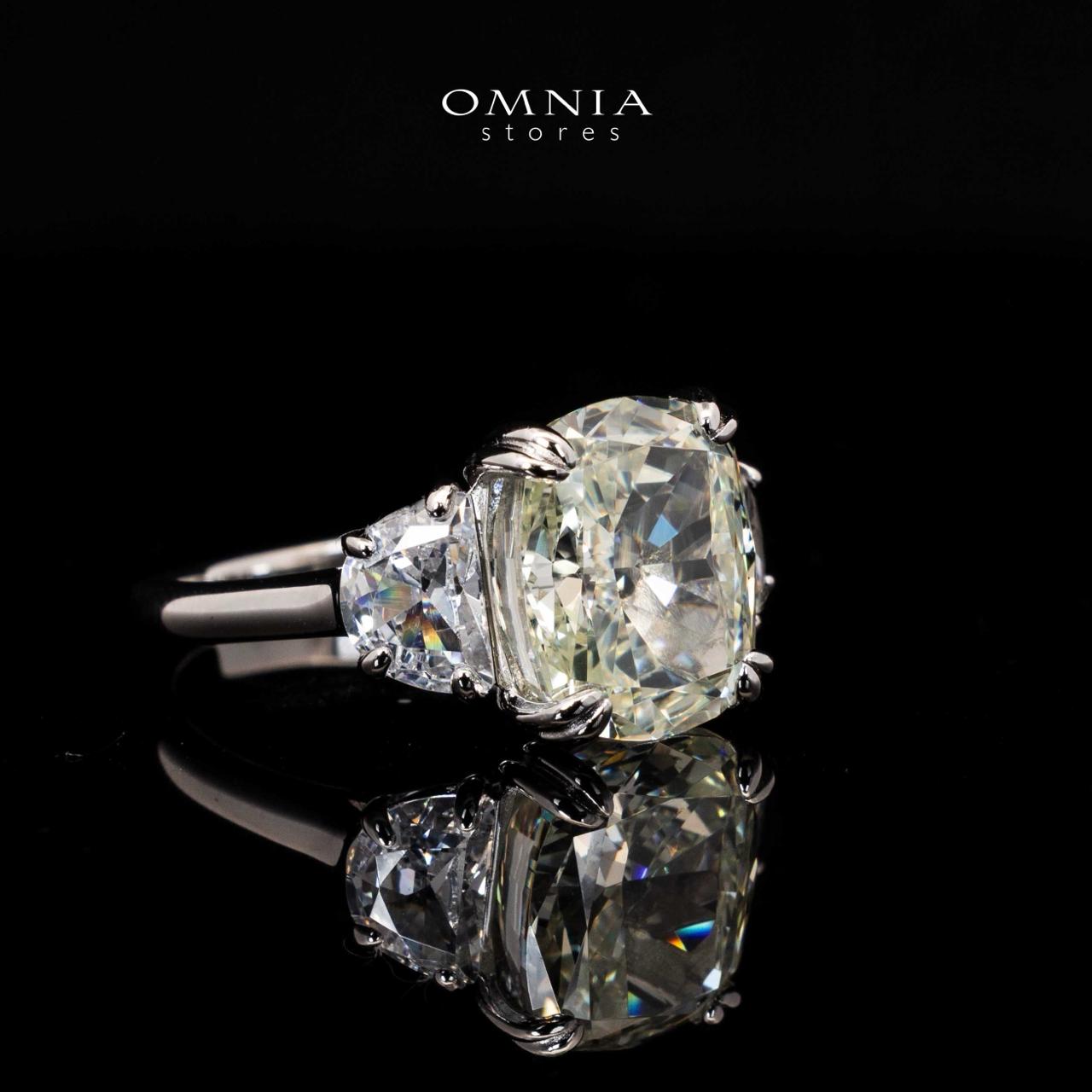 Amor White Cushion Cut Ring in 925 Silver With High Quality Simulated Diamonds