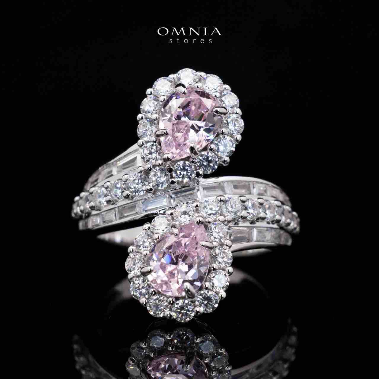 Isabell Pink and White Pear Cut Ring in 925 Silver With High Quality Simulated Diamonds